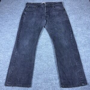 Levis 501 Original Fit Mens Jeans 38x30 Faded Black Denim Straight Button Fly